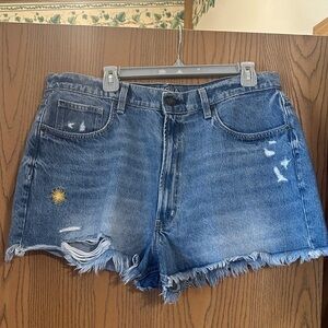 Arizona Jean Company Dark Blue Frayed Jean Shorts